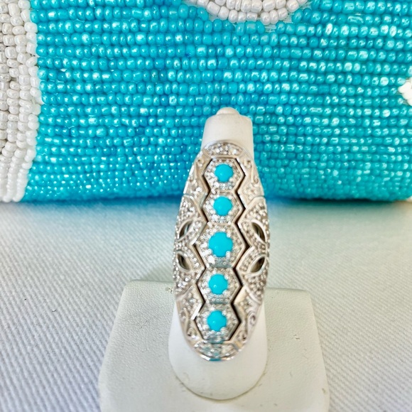 DALLAS PRINCE SLEEPING BEAUTY TURQUOISE STERLING SILVER RING SIZE 8 NWT - Picture 2 of 3
